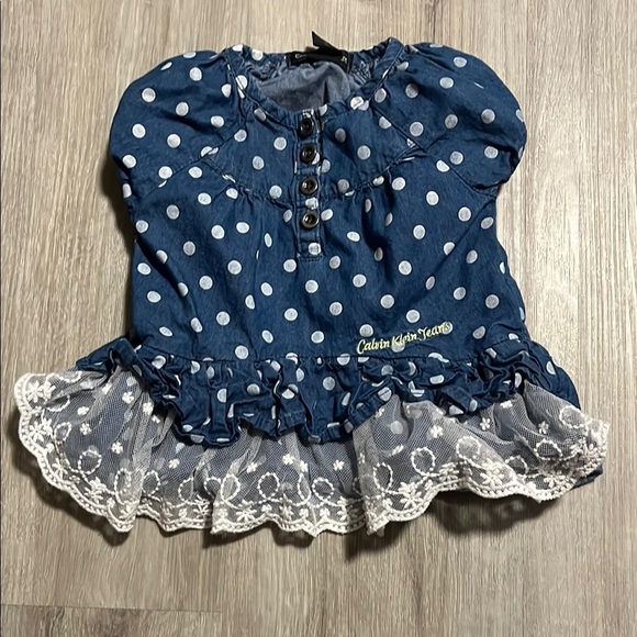 Calvin Klein Kids Blue Polka Dot Top - Picture 1 of 1